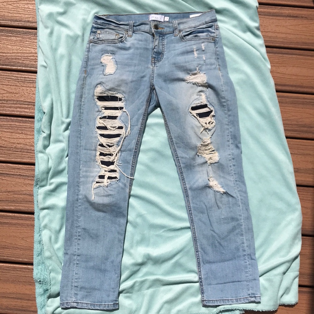 Sexy boyfriend low rise crop jeans